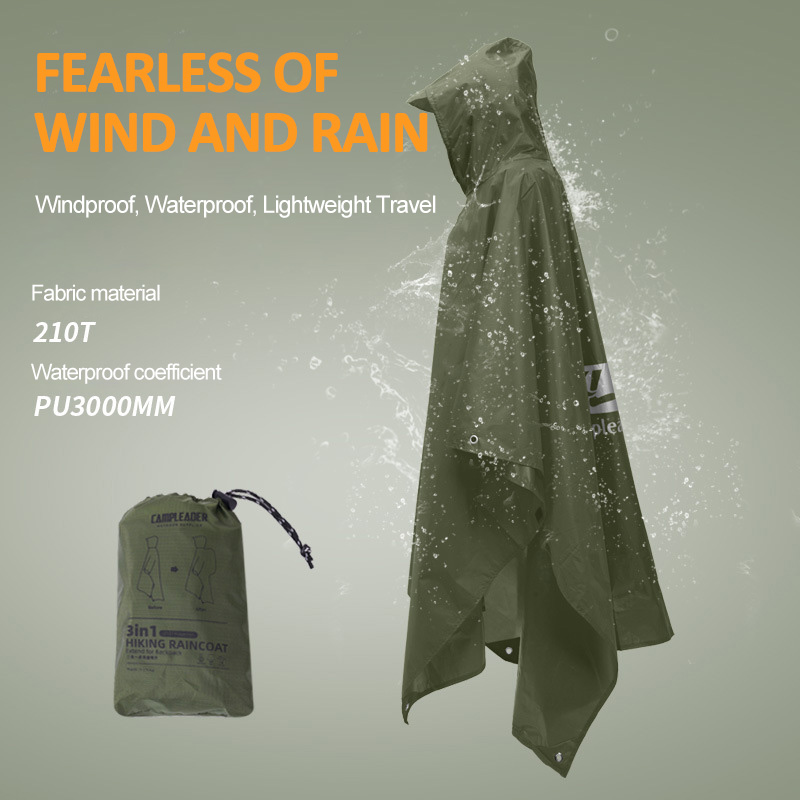Camping Rain Poncho - 3 в 1, уличный плащ с
