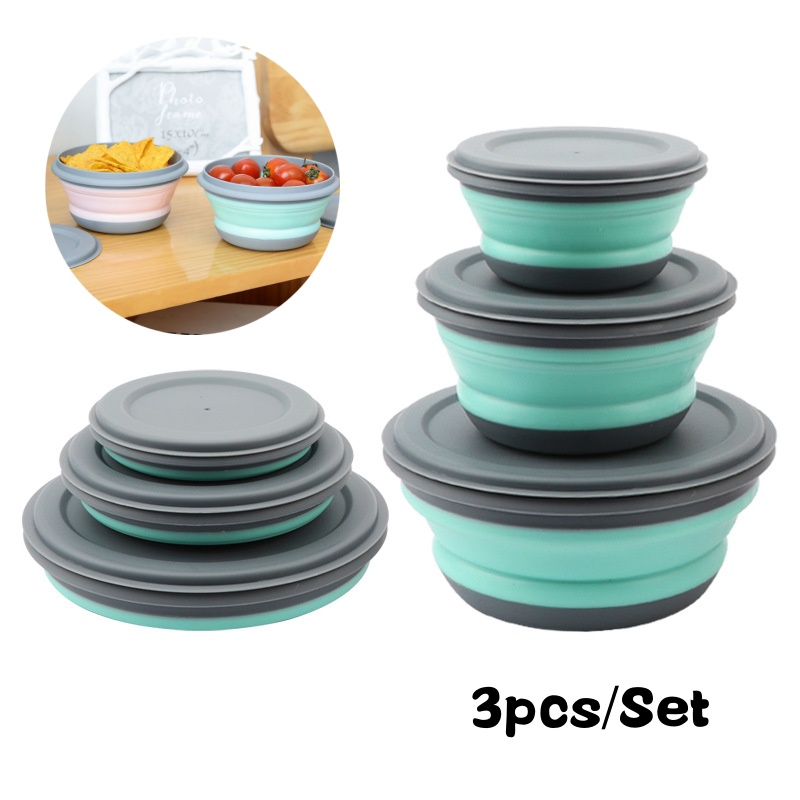 Outdoor Camping Dining Set - Портативный складной ланч-бокс миски силиконовые 3