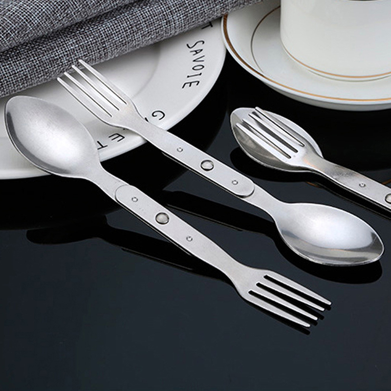 Outdoor Camping Dining Set - 2-в-1 вилка десертная ложка набор столовых